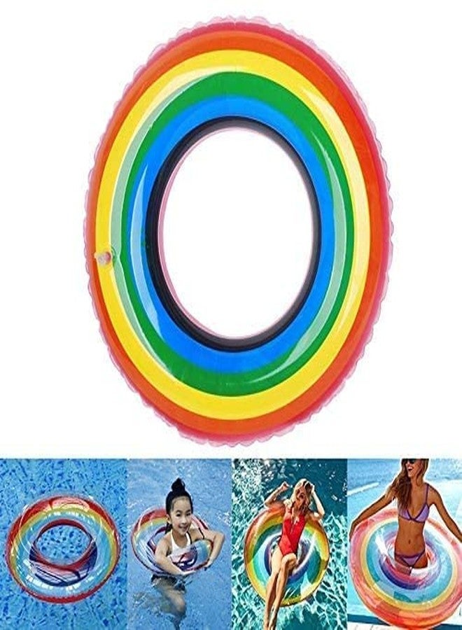 VENDICS Inflatable Pool Party Swimming Baby Boat Ring Swim Tube for Kids Swimming Leering Ring for Girls and Boys Swimming Tube Inflatable Swim Ring (3-5 Year) (Pack of 1) Rainbow air Tube - Image 5